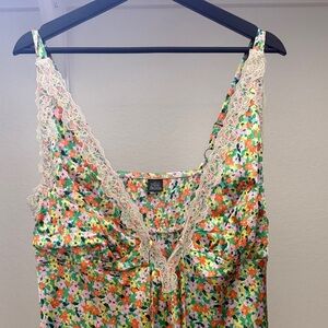 Wild Fable Floral Lace Trim Silk Dress